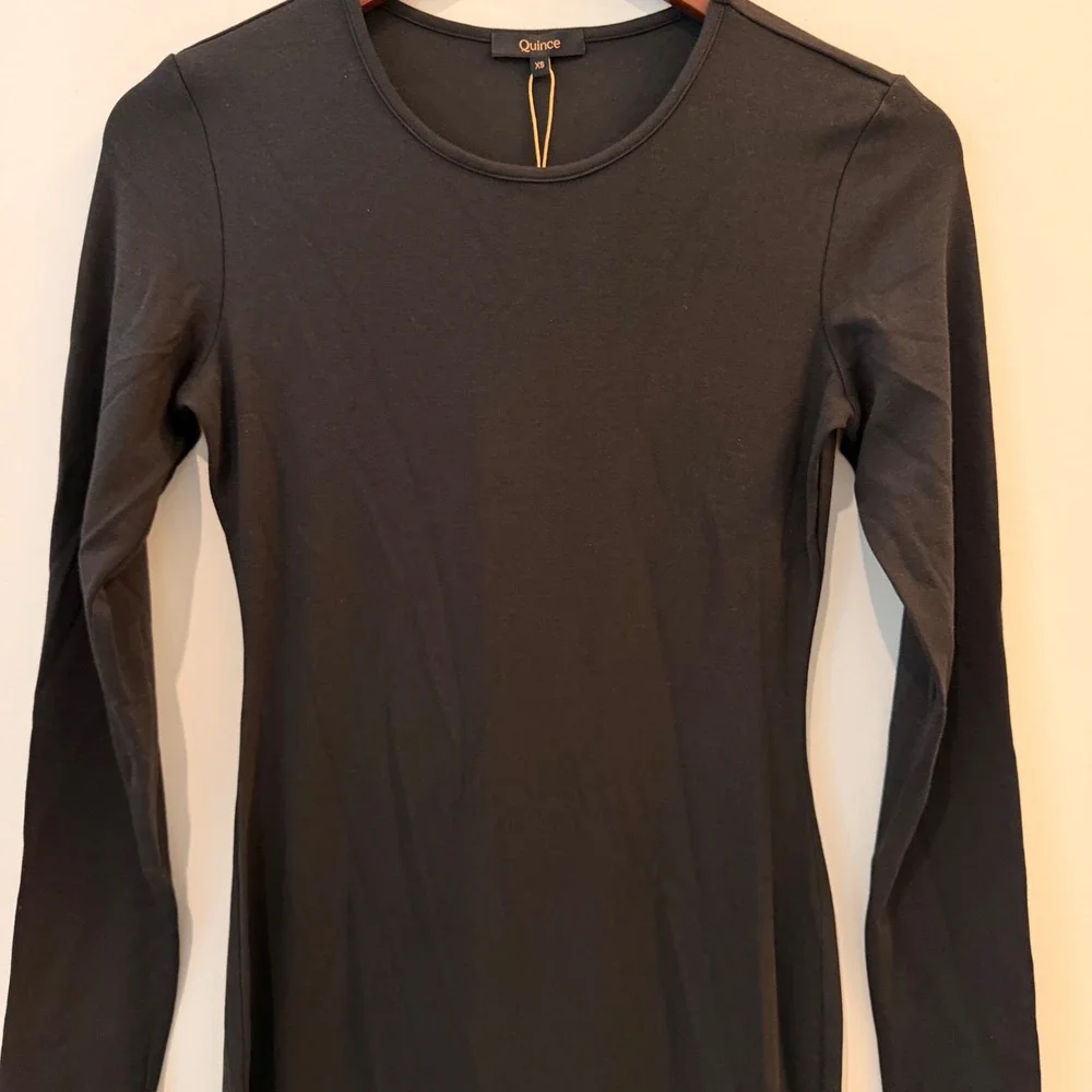 Quince Jersey Long Sleeve Maxi Dress Date Resort Vacation Trip True Black XS NWT